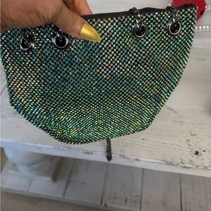 Iridescent Green Crystal Evening Bag - Women Bags